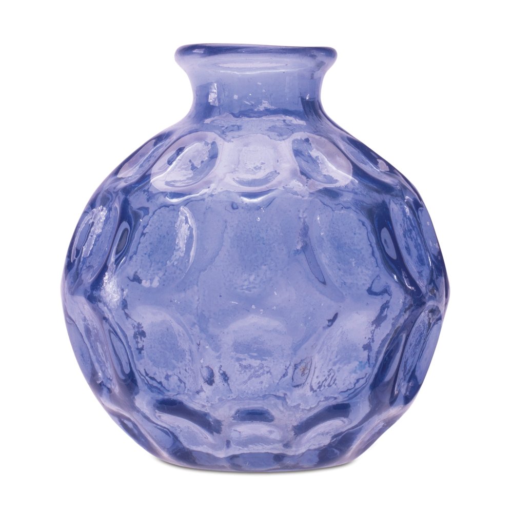 Set of Two Blue Glass Round Table Vases HomeRoots