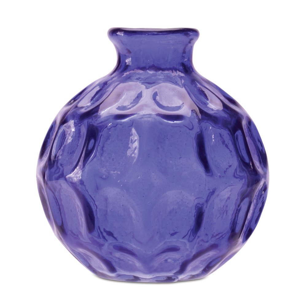 Set of Two Blue Glass Round Table Vases HomeRoots