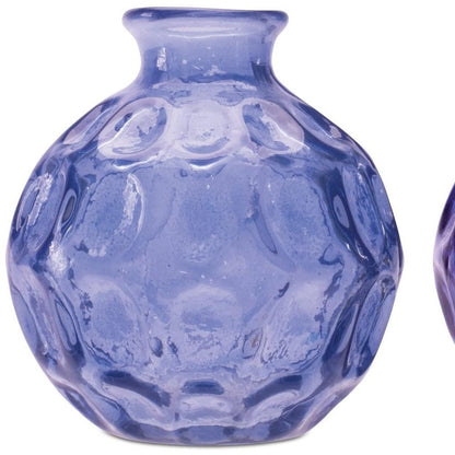 Set of Two Blue Glass Round Table Vases HomeRoots