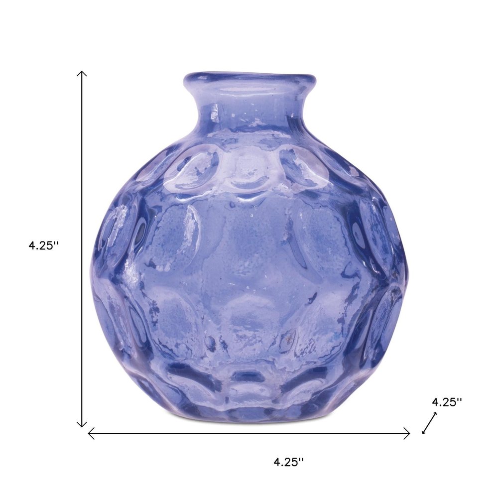 Set of Two Blue Glass Round Table Vases HomeRoots