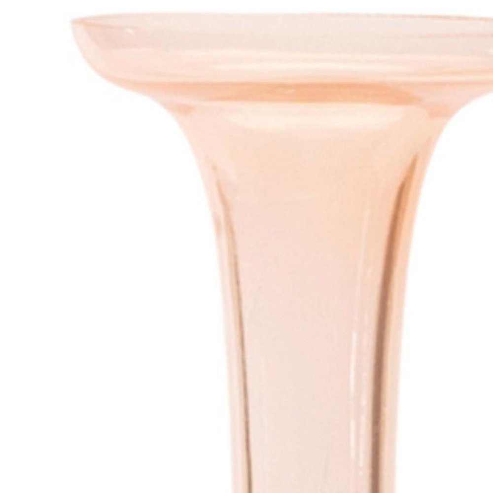Set of Two 11" Pink Glass Trumpet Table Vases HomeRoots