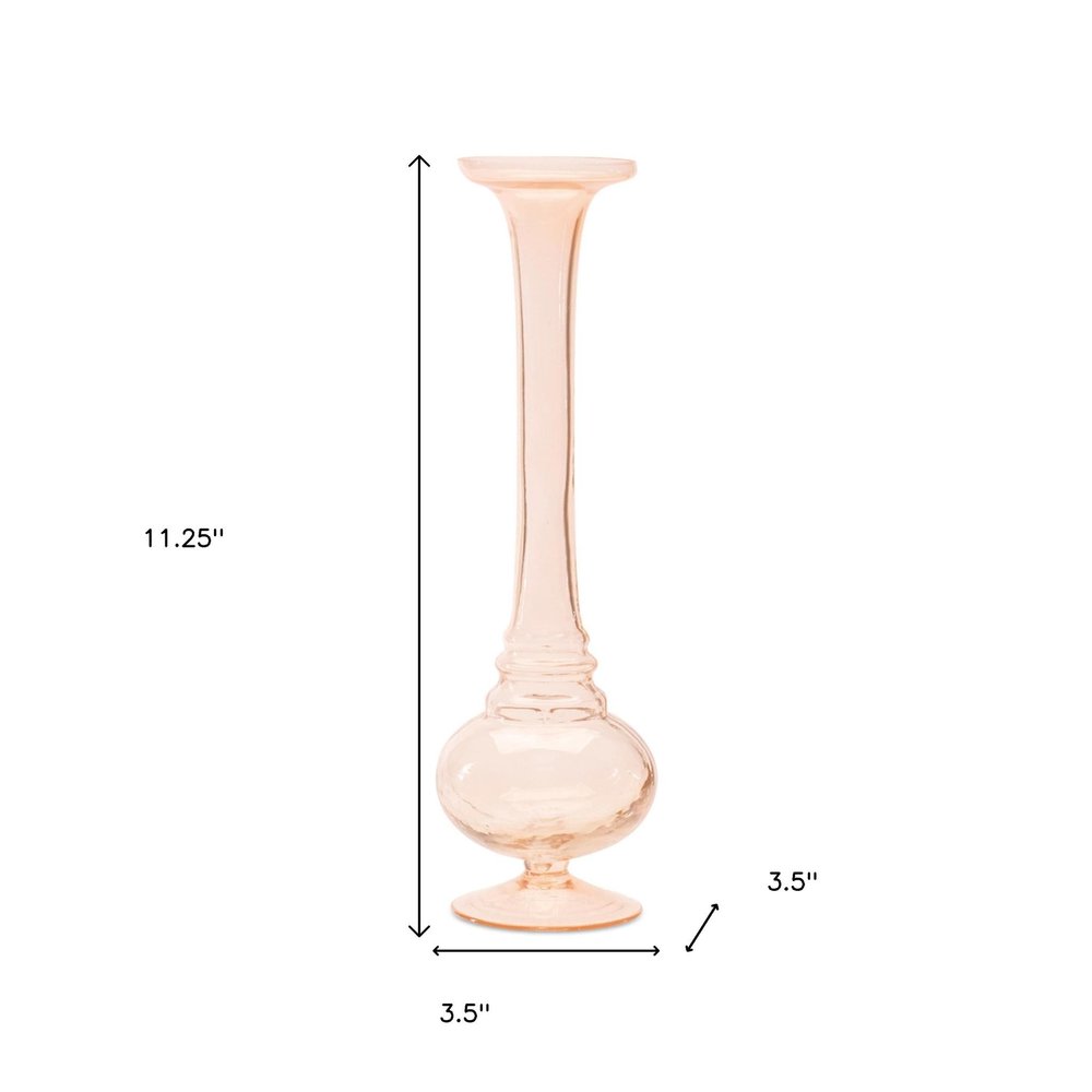 Set of Two 11" Pink Glass Trumpet Table Vases HomeRoots