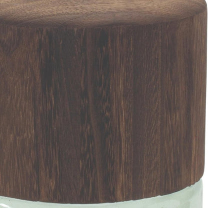 11" Brown And Sage Glass Round Table Vase With Wood HomeRoots