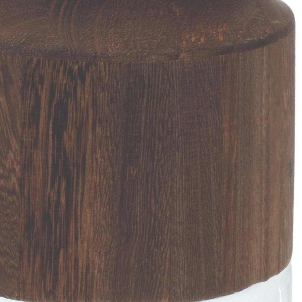 9" Brown And Clear Glass Round Table Vase With Wood HomeRoots