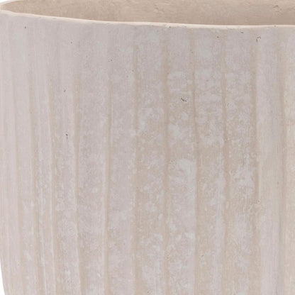 8" Beige Recycled Paper Textured Lines Urn Table Vase HomeRoots