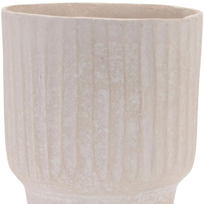 8" Beige Recycled Paper Textured Lines Urn Table Vase HomeRoots