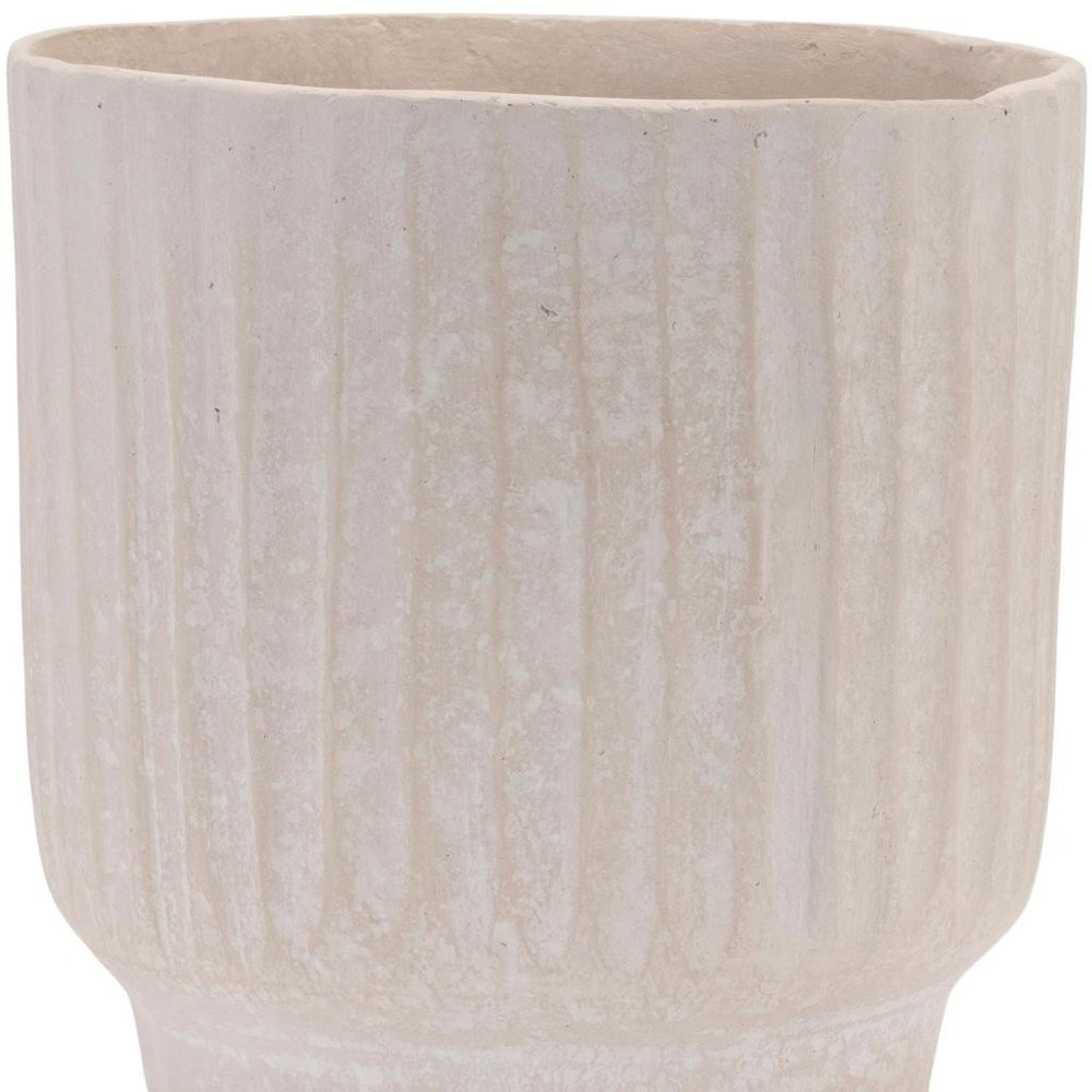 8" Beige Recycled Paper Textured Lines Urn Table Vase HomeRoots