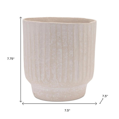 8" Beige Recycled Paper Textured Lines Urn Table Vase HomeRoots