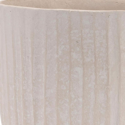 8" Beige Recycled Paper Textured Lines Urn Table Vase HomeRoots