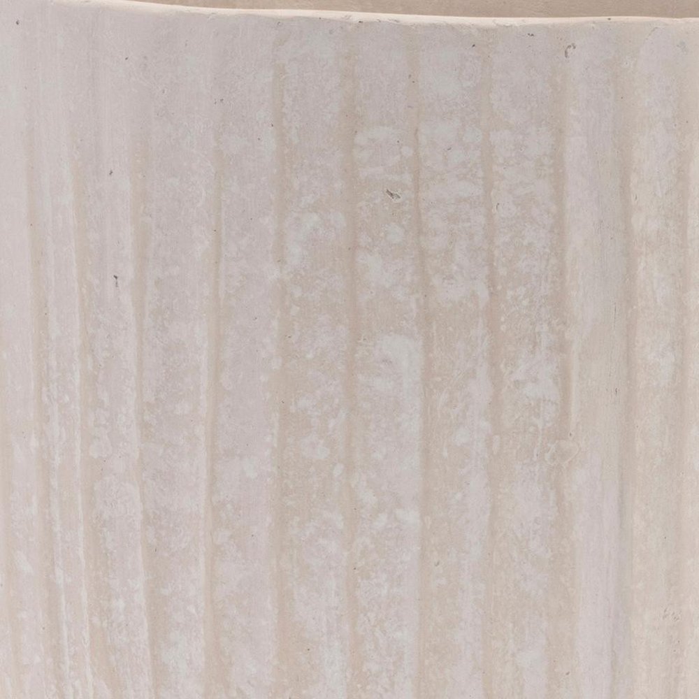 8" Beige Recycled Paper Textured Lines Urn Table Vase HomeRoots