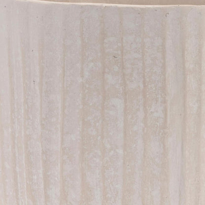 8" Beige Recycled Paper Textured Lines Urn Table Vase HomeRoots