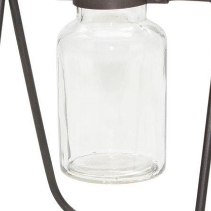 Set of Two Clear And Brown Glass And Metal Round Table Vases HomeRoots