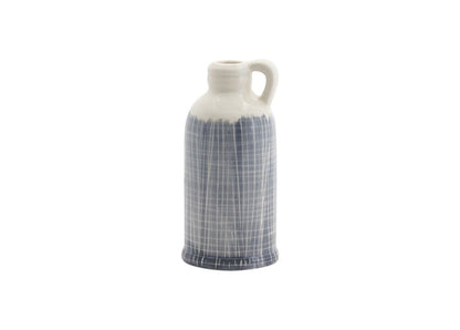 Set of Three Off White And Blue Clay Checkered Jug Vases HomeRoots