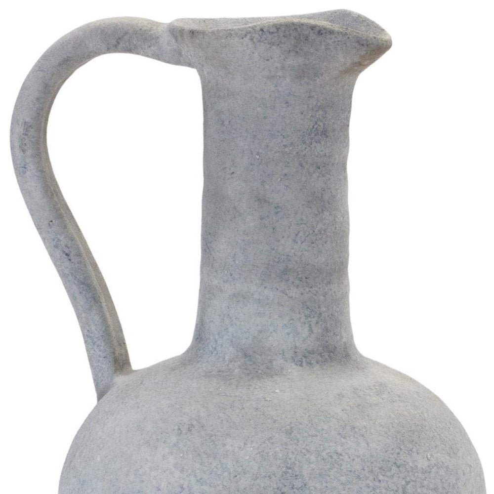 12" Gray Resin Round Pitcher Vase HomeRoots