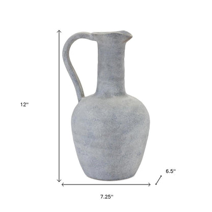 12" Gray Resin Round Pitcher Vase HomeRoots