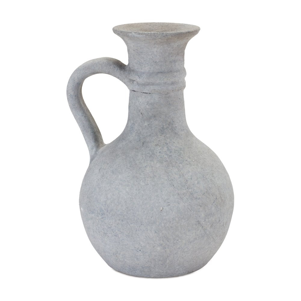 9" Gray Resin Round Pitcher Vase HomeRoots