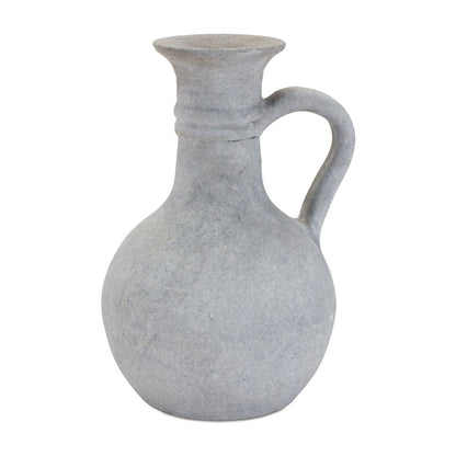 9" Gray Resin Round Pitcher Vase HomeRoots