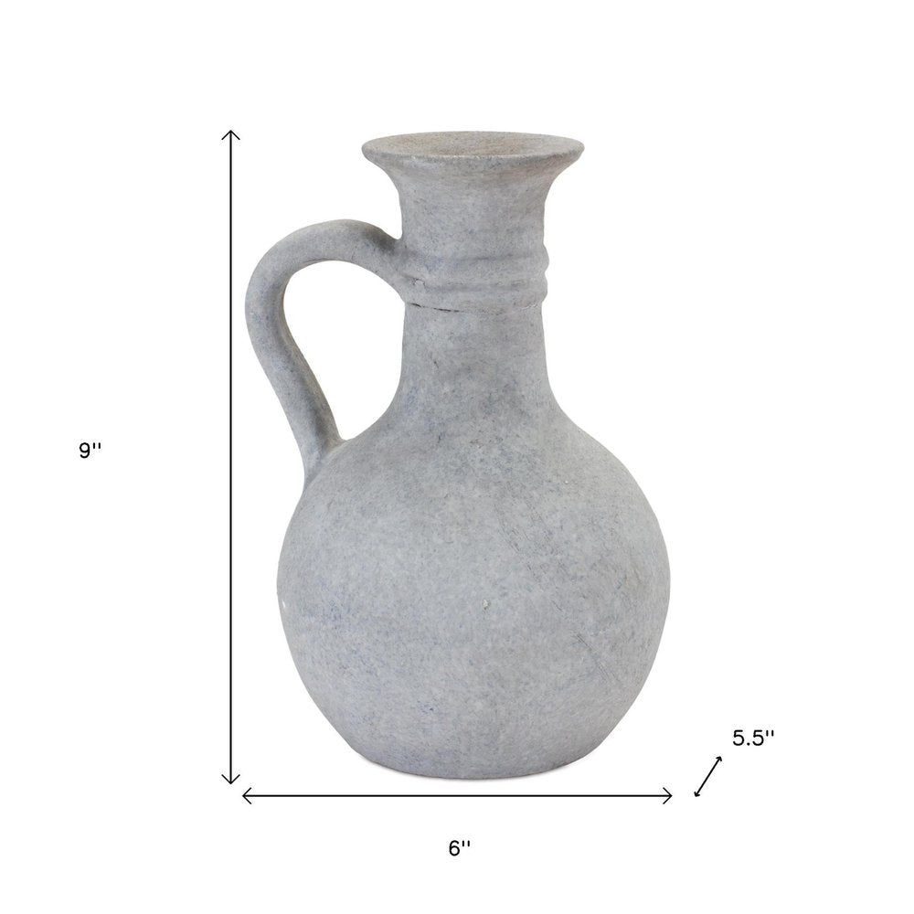 9" Gray Resin Round Pitcher Vase HomeRoots