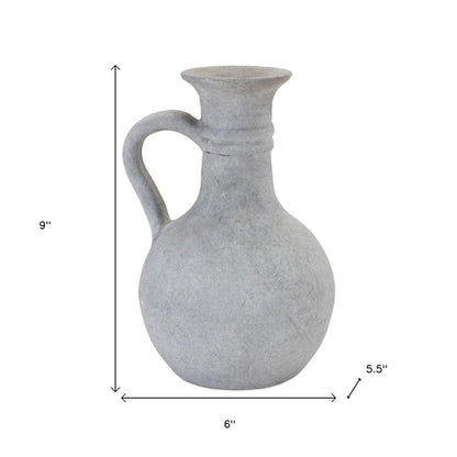 9" Gray Resin Round Pitcher Vase HomeRoots