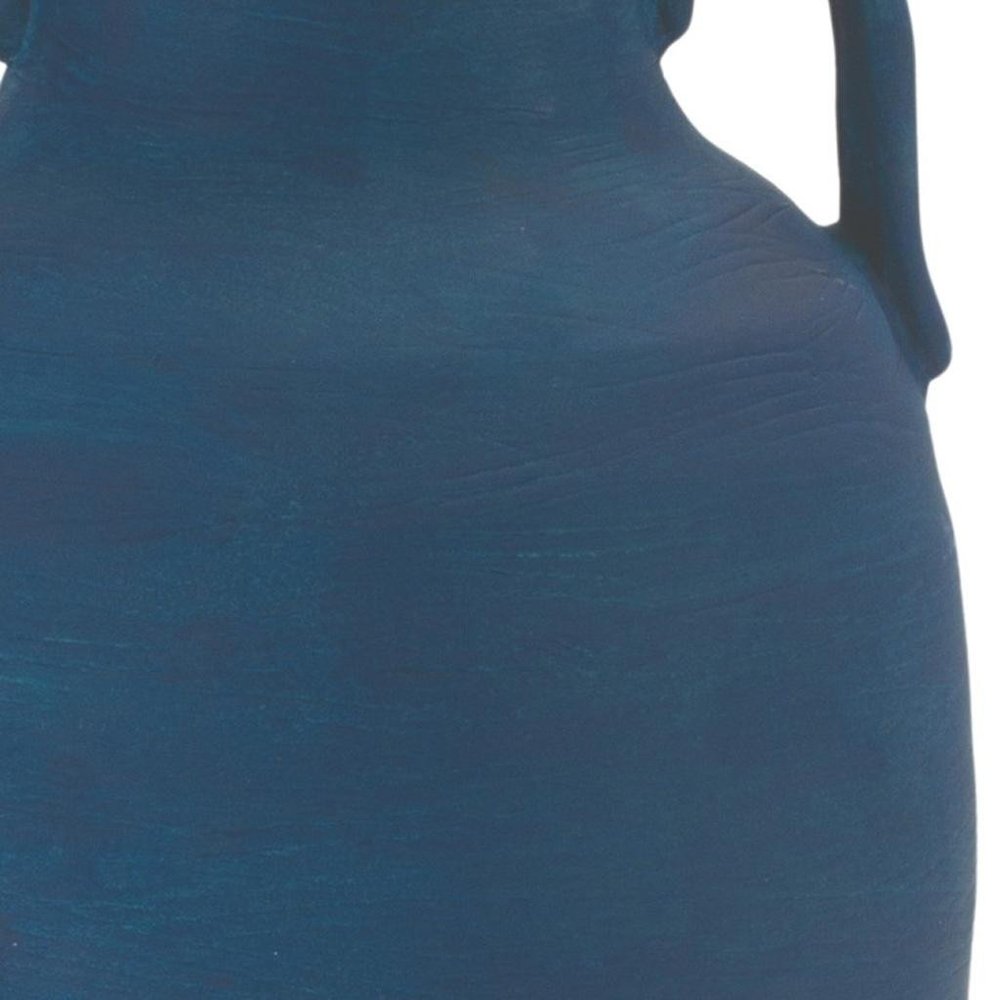 11" Blue And Terra Cotta Ceramic Urn Vase HomeRoots