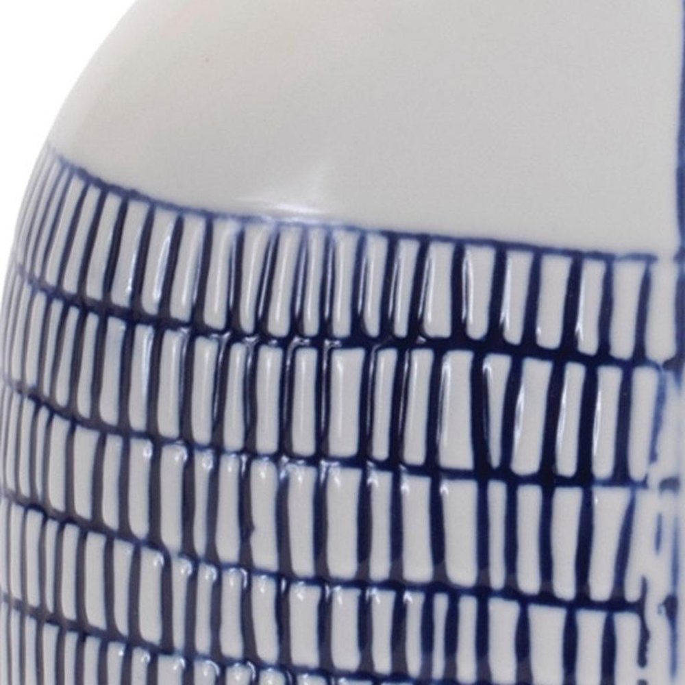Set of Two Blue And White Checkered Ceramic Round Table Vases HomeRoots