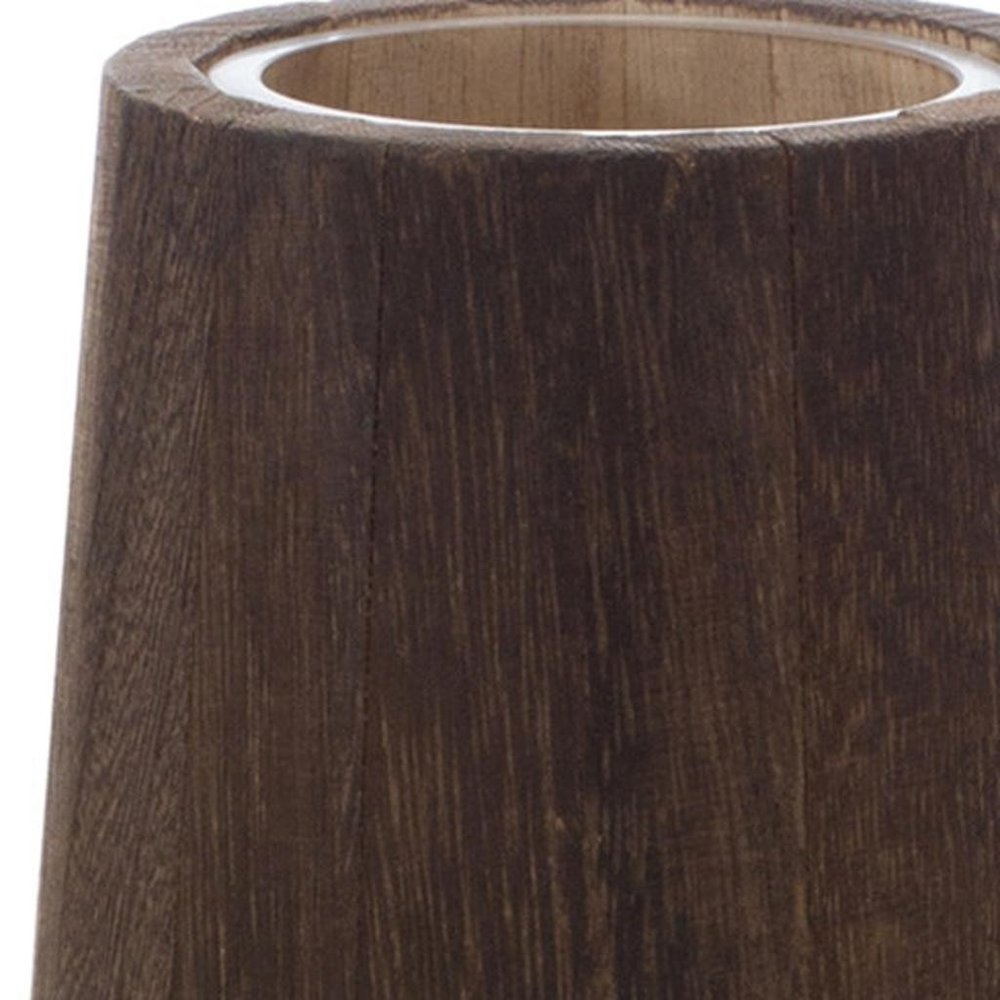 Set of Two Brown And Clear Glass Tapered Table Vases With Wood HomeRoots