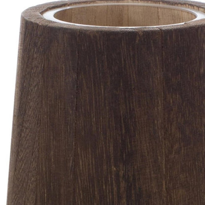 Set of Two Brown And Clear Glass Tapered Table Vases With Wood HomeRoots
