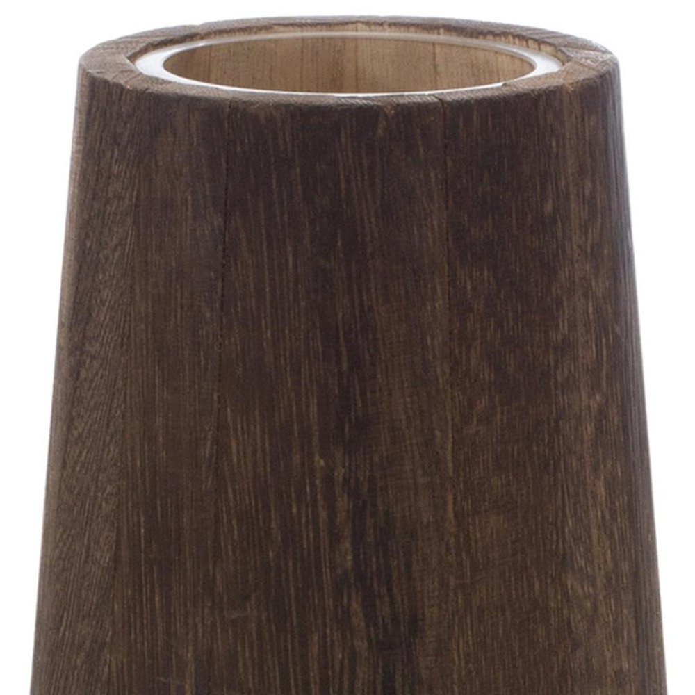 Set of Two Brown And Clear Glass Tapered Table Vases With Wood HomeRoots
