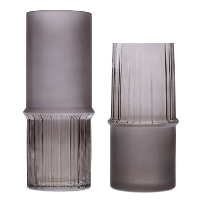 Set of Two Gray Glass Cylinder Table Vases HomeRoots