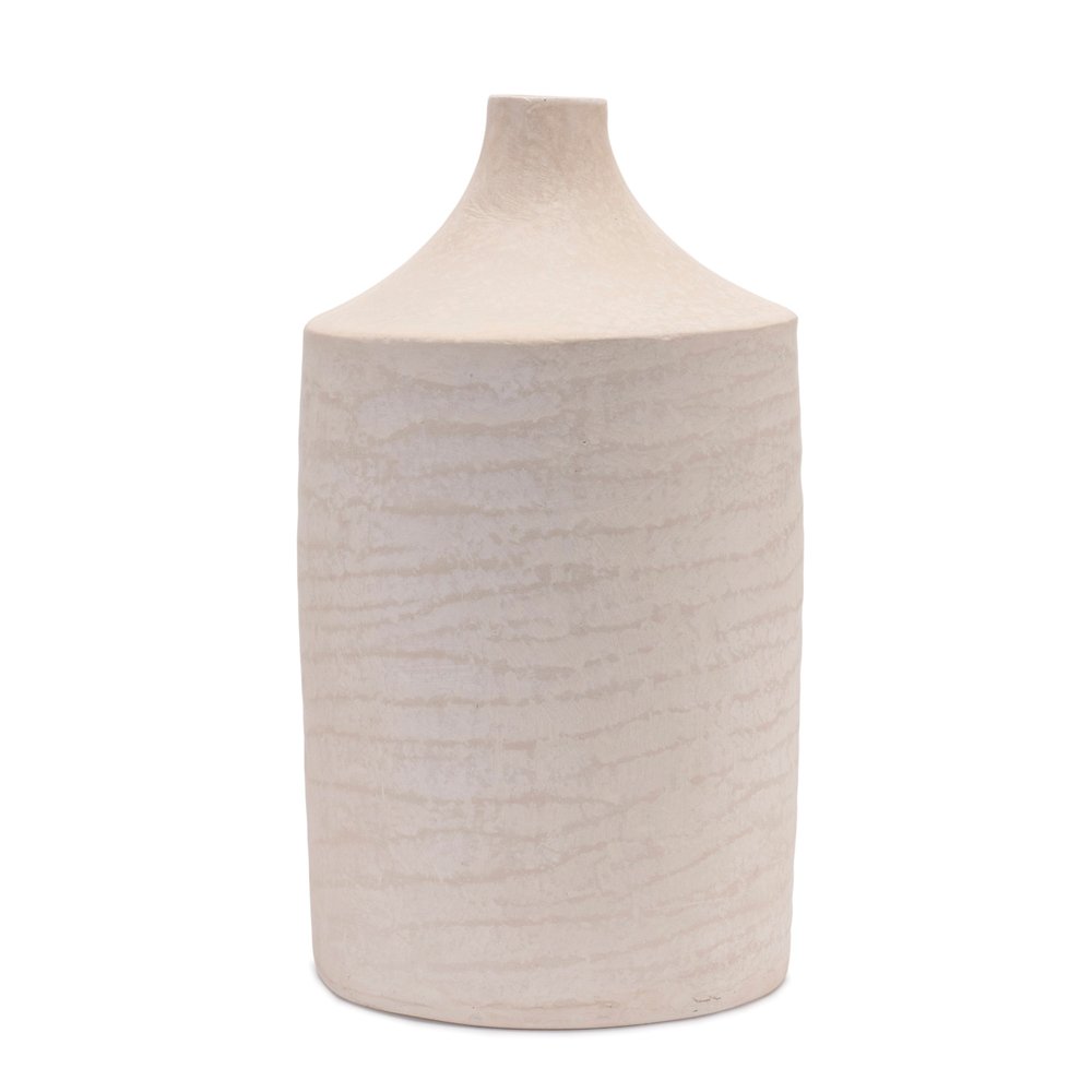 18" Beige Recycled Paper Cylinder Jug Floor Vase HomeRoots