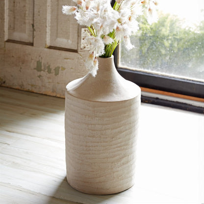 18" Beige Recycled Paper Cylinder Jug Floor Vase HomeRoots