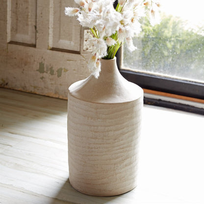 18" Beige Recycled Paper Cylinder Jug Floor Vase HomeRoots