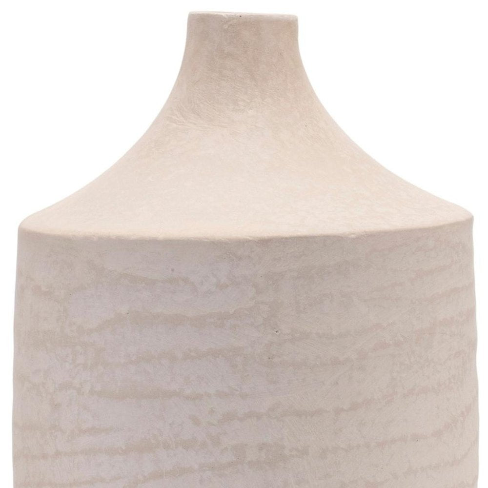 18" Beige Recycled Paper Cylinder Jug Floor Vase HomeRoots