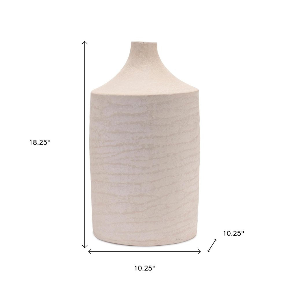 18" Beige Recycled Paper Cylinder Jug Floor Vase HomeRoots