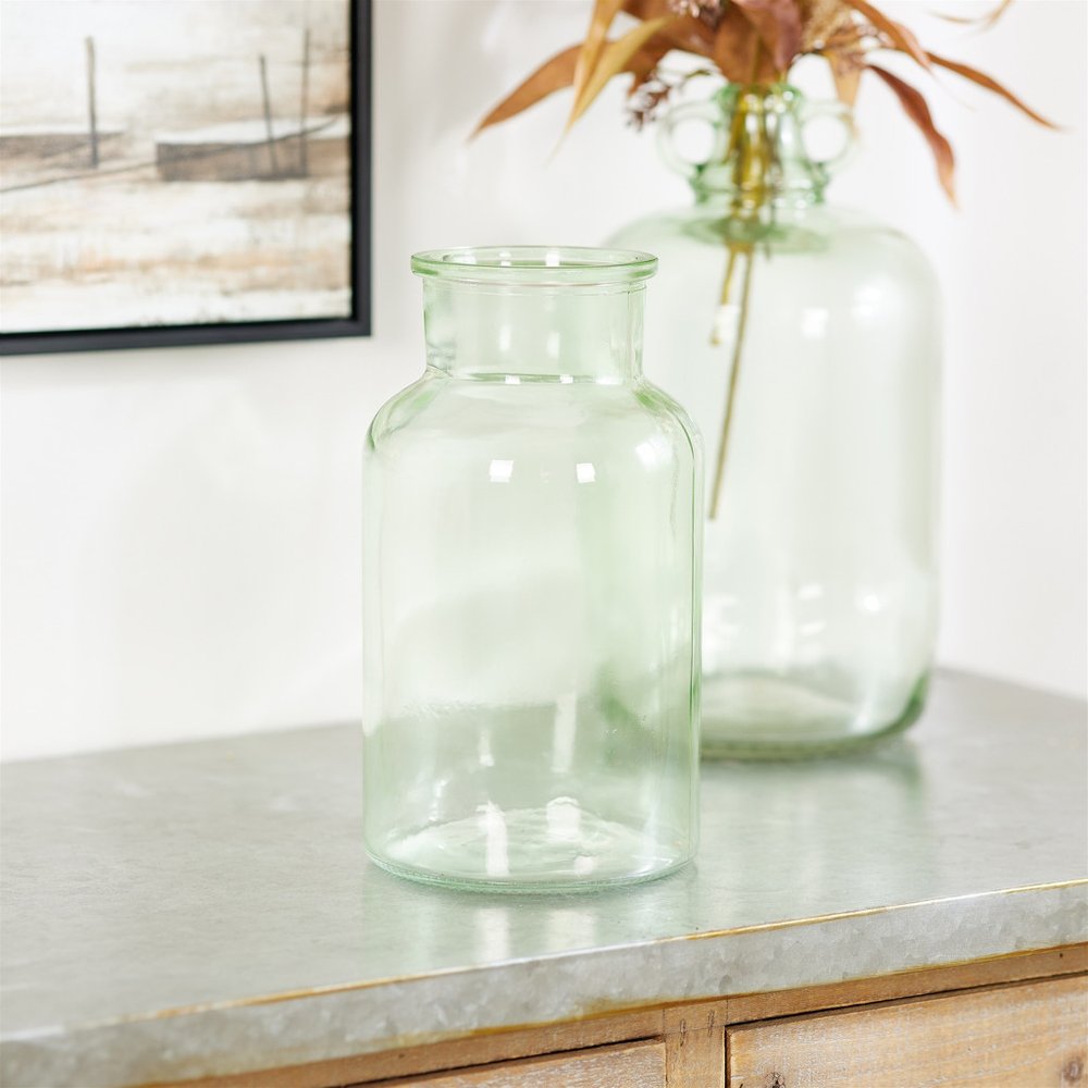 10" Green Glass Cylindrical Table Vase HomeRoots