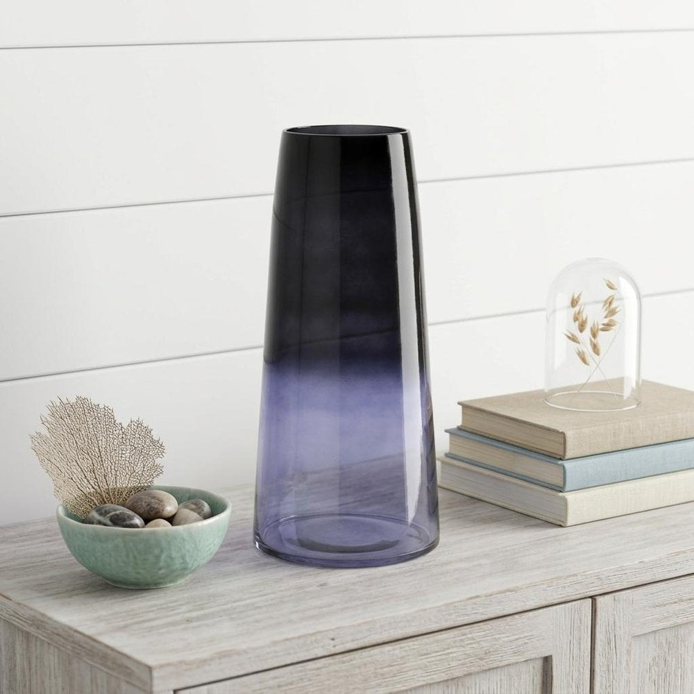 13" Blue Ombre Glass Tapered Table Vase HomeRoots