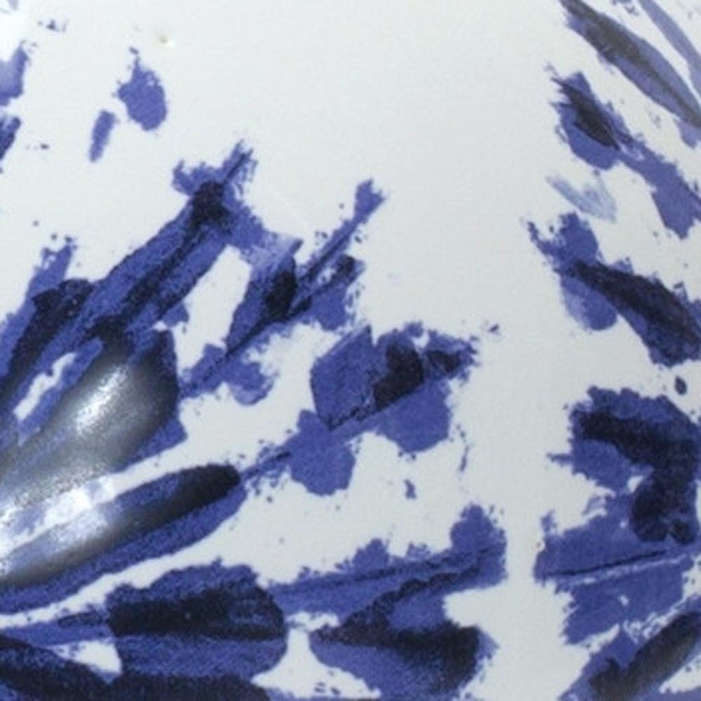 11" White And Blue Geometric Medallion Ceramic Urn Vase HomeRoots