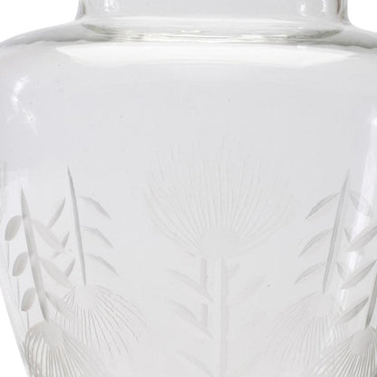 7" Clear Etched Leaf Glass Urn Table Vase HomeRoots