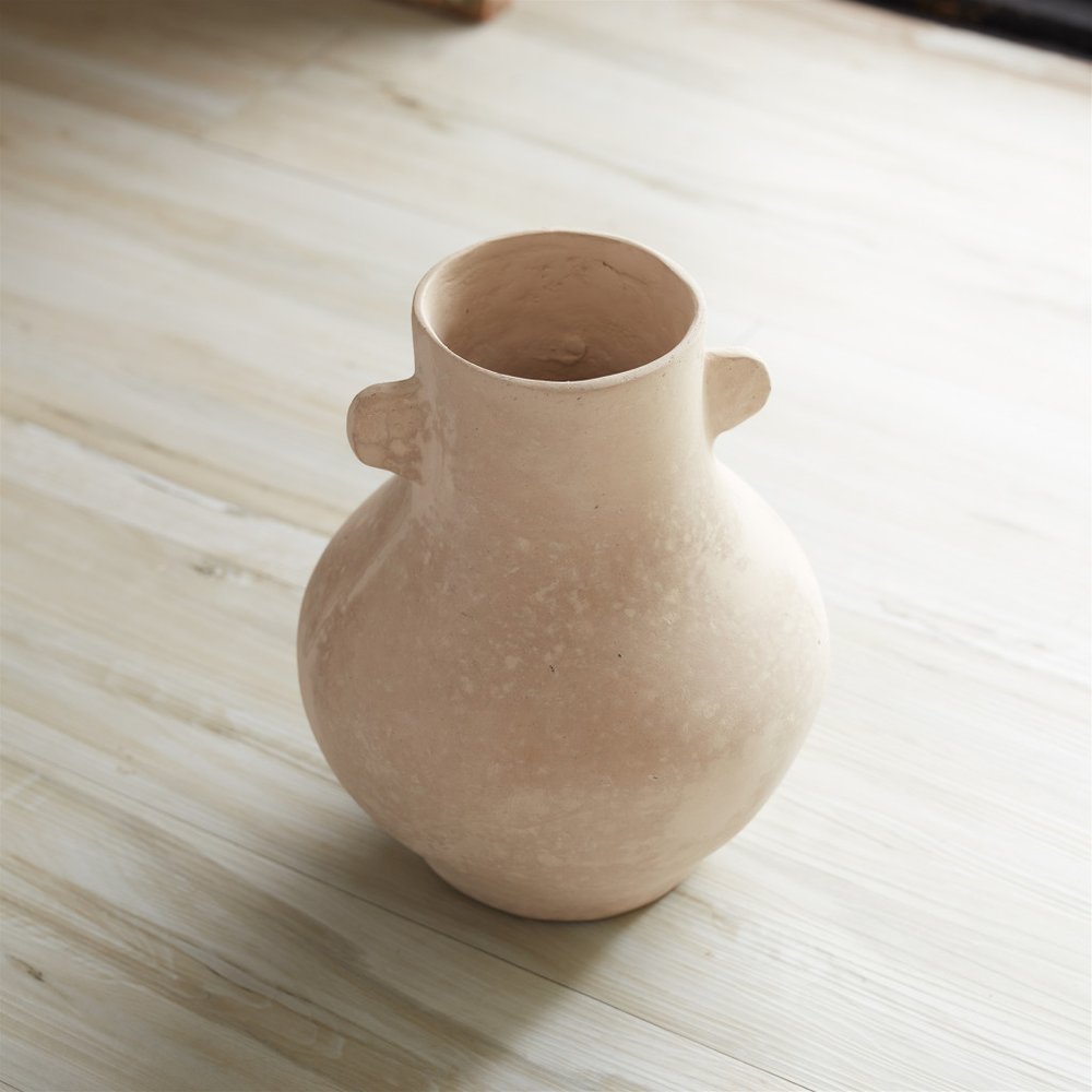 10" Beige Recycled Paper Round Urn HomeRoots