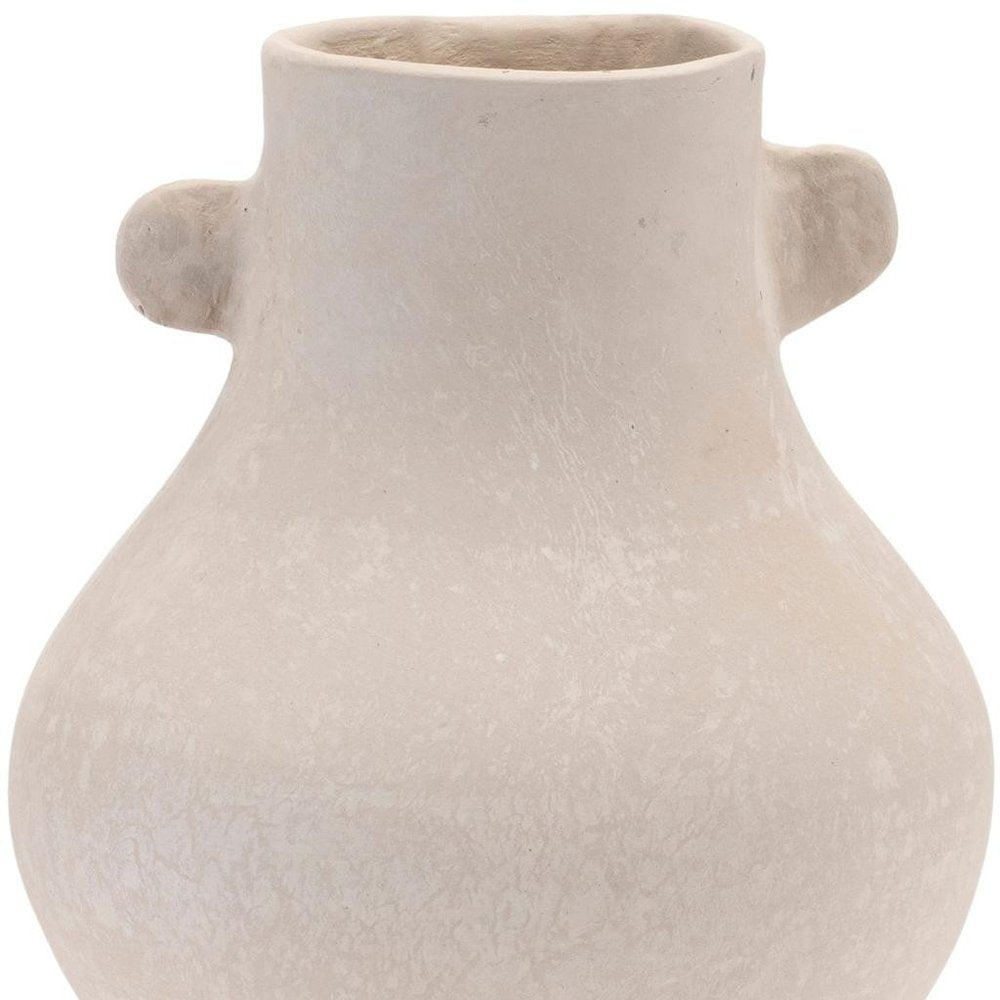 10" Beige Recycled Paper Round Urn HomeRoots