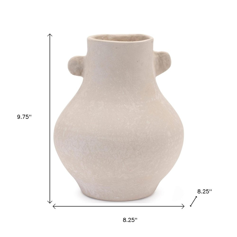 10" Beige Recycled Paper Round Urn HomeRoots