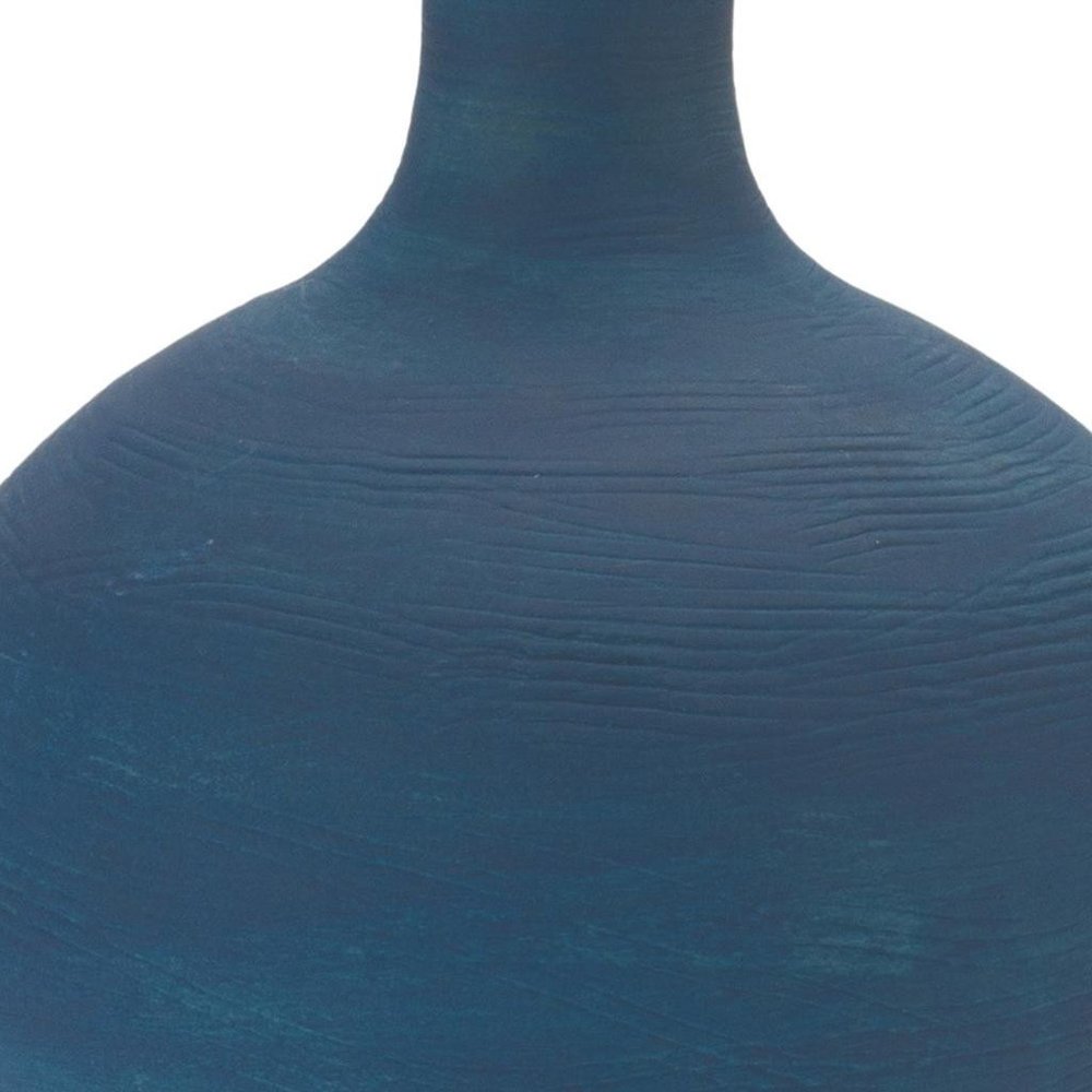 9" Blue And Terra Cotta Ceramic Round Urn HomeRoots