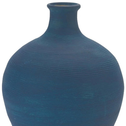 9" Blue And Terra Cotta Ceramic Round Urn HomeRoots