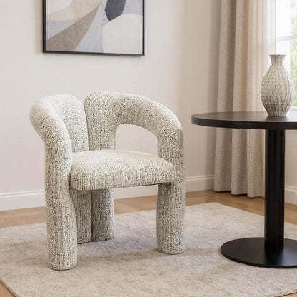 Gray Upholstery And Solid Wood Open Back Dining Arm Chair HomeRoots