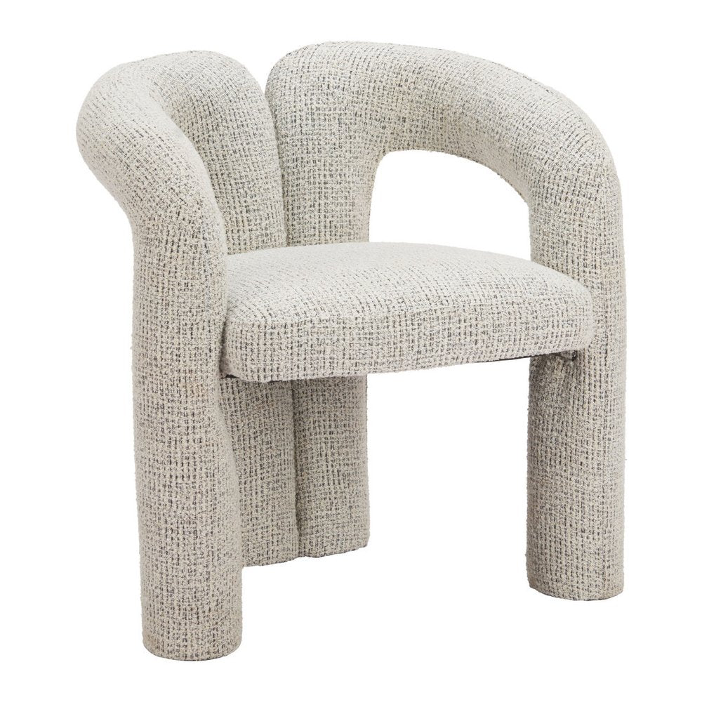 Gray Upholstery And Solid Wood Open Back Dining Arm Chair HomeRoots