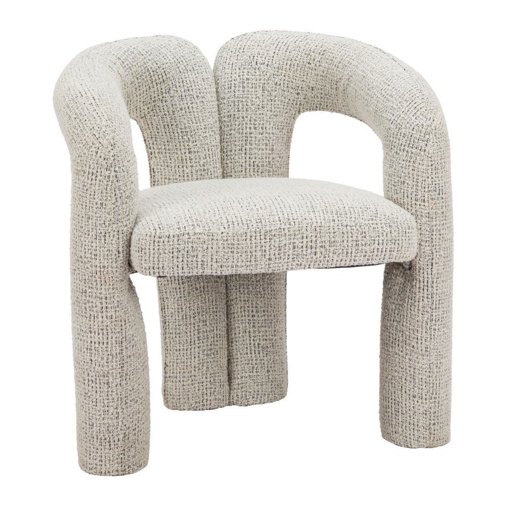 Gray Upholstery And Solid Wood Open Back Dining Arm Chair HomeRoots