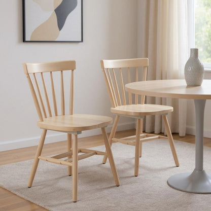 Set of Two Black Solid Wood Windsor Back Dining Side Chairs HomeRoots