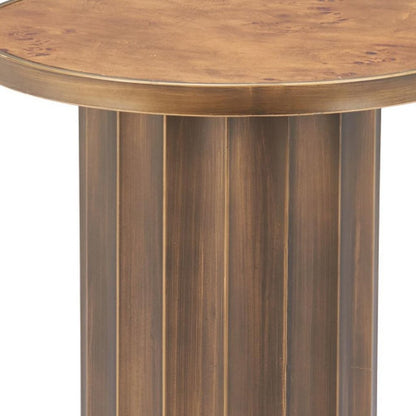 22" Brown Steel Round Pedestal End Table HomeRoots
