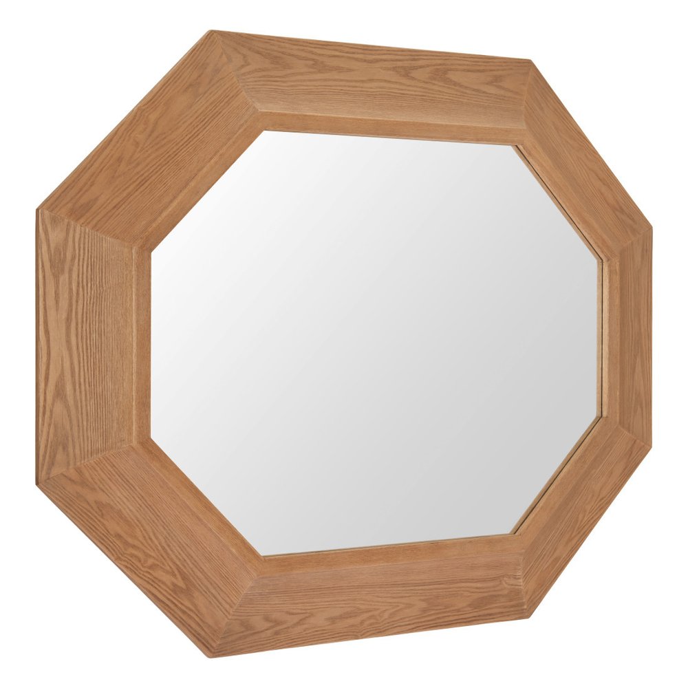 53" Natural Solid Wood Octagon Framed Accent Mirror HomeRoots