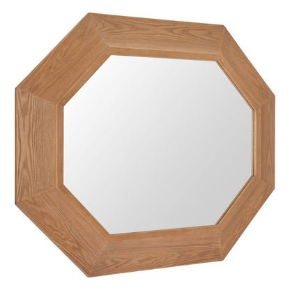 53" Natural Solid Wood Octagon Framed Accent Mirror
